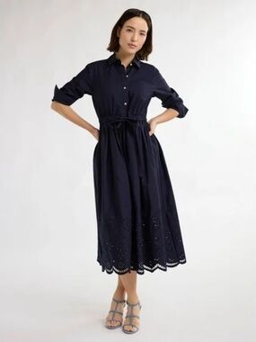 Free Assembly Women’s and Women's Plus Cotton Eyelet Maxi Shirtdress